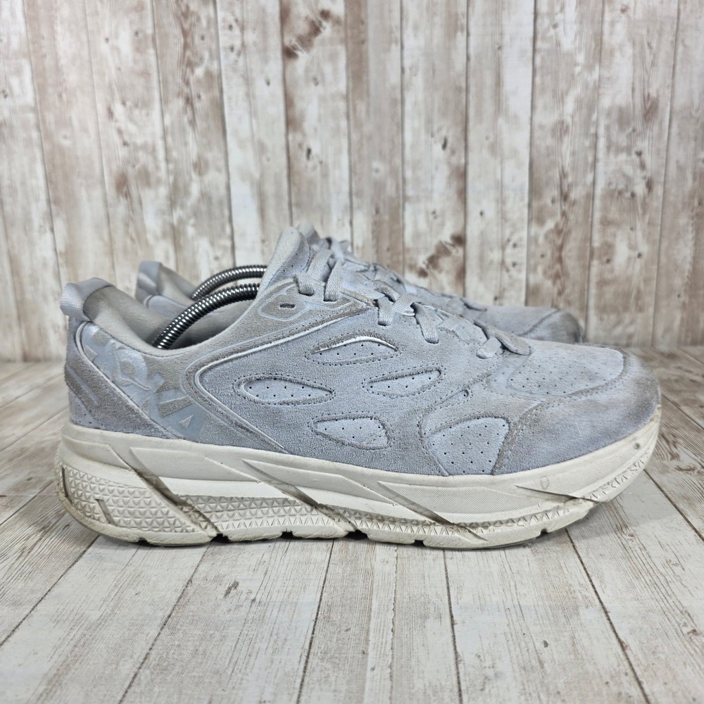 Hoka One One Clifton Suede Light Grey Women's Running Shoes Size‎ 12